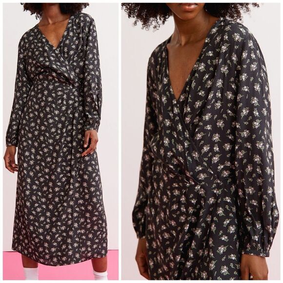 H&M Wrap Floral Print Dress New - Picture 4 of 5